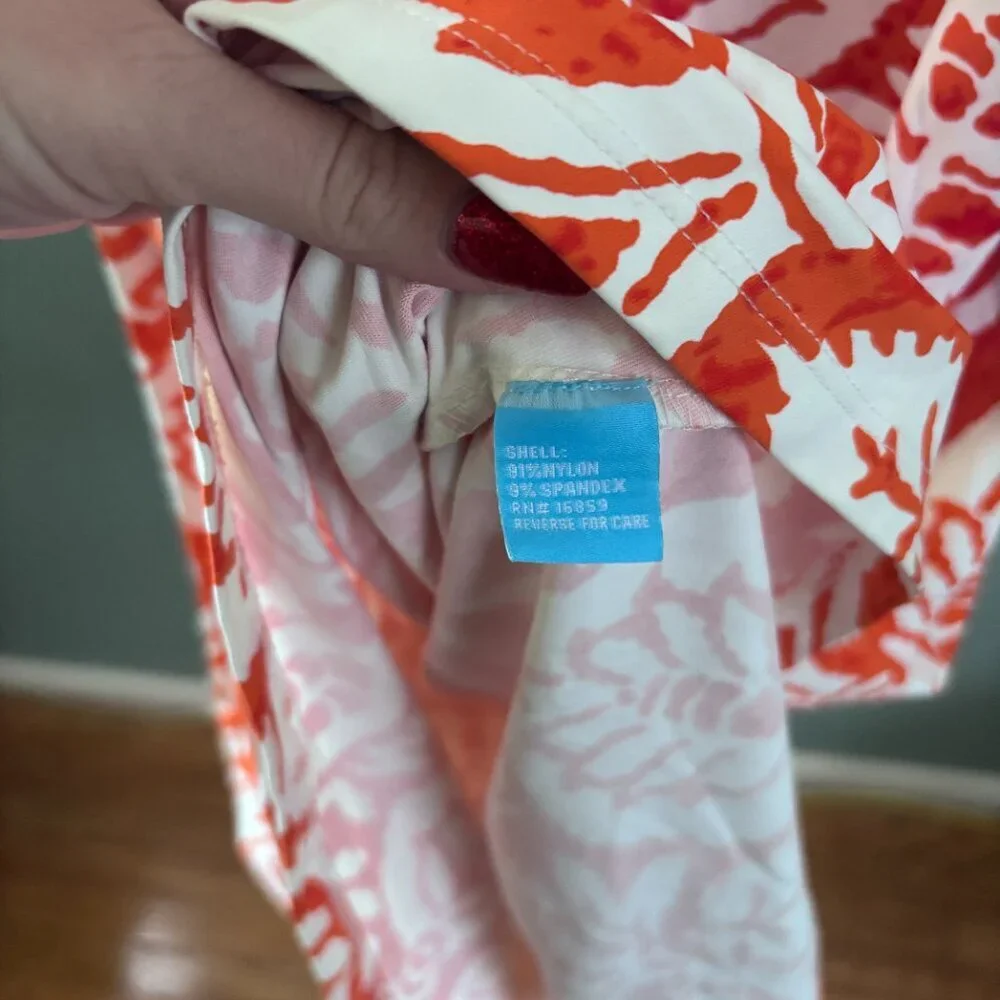 J. MCLAUGHIN Mega Swirl Women's M Rose Orange 3/4 Sleeve Side Ruched Resort Wear - Picture 4 of 7